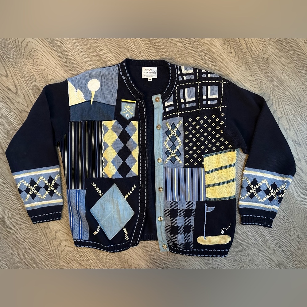 90’s vintage Susan Bristol’s patchwork sweater Size M
